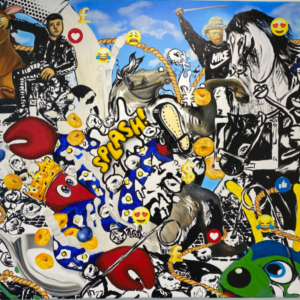 ほとばしる狩の習作 85 x 120 x 1.5cm キャンバスにアクリル絵具